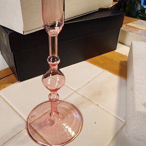 Poketo Tall Glass Candlestick Holder, Pink